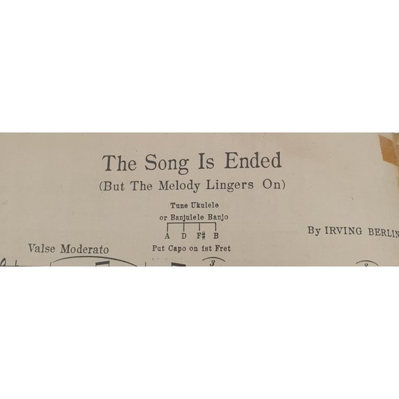 Vintage Sheet Music 1927 The Song Is Ended But The Melody Lingers On Piano - Picture 2 of 6